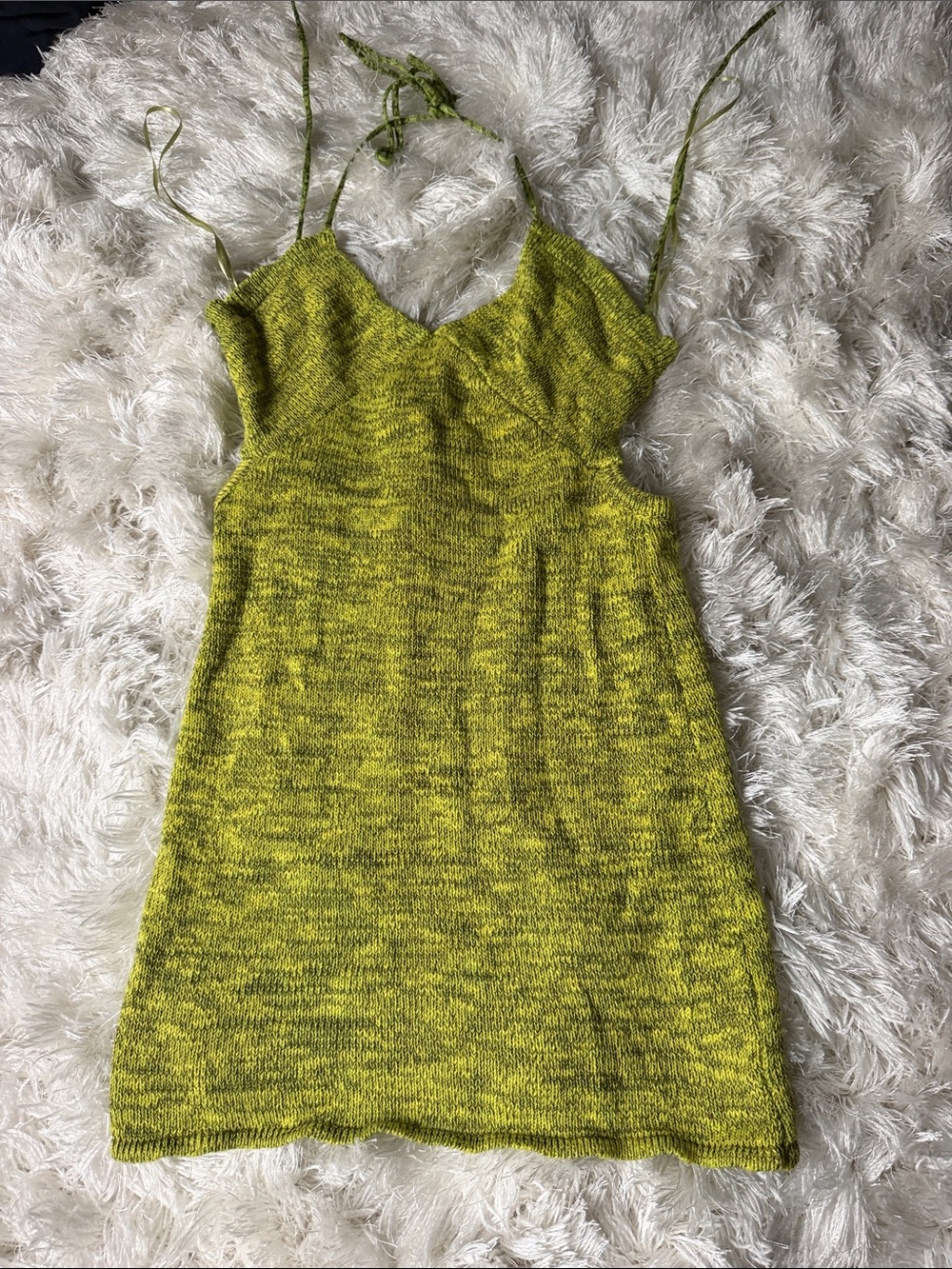 Women’s Lime Knit Dress Halter White Fox